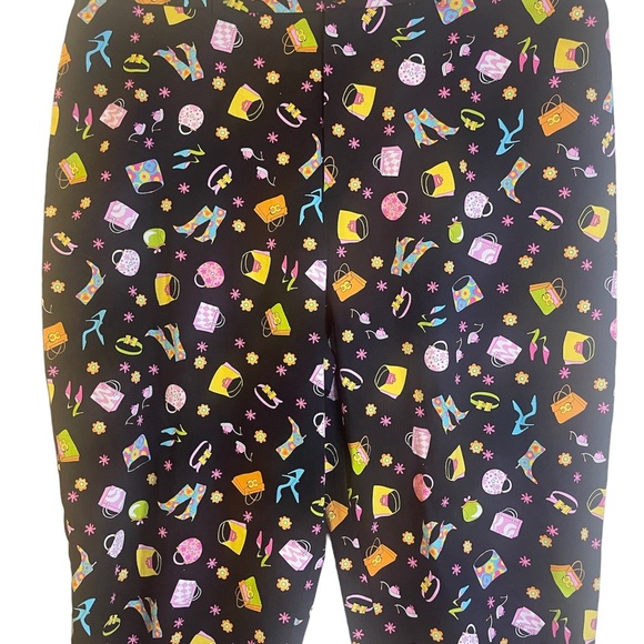 Briggs New York Black Vintage Shopping Theme Heels Purses Cropped Capri Pants - Picture 7 of 9